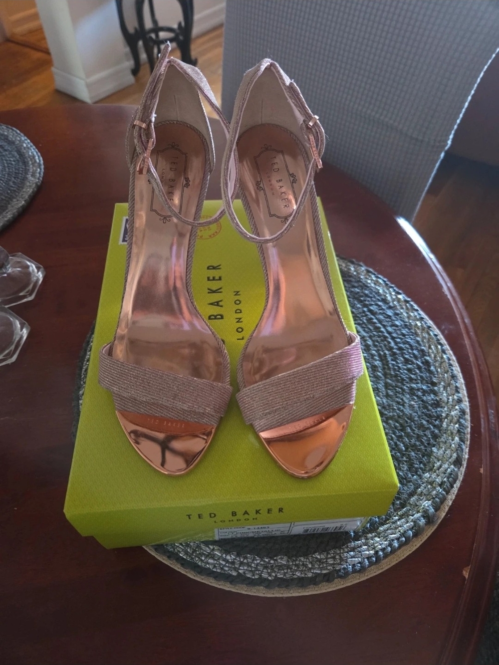 Ted Baker Rose Gold Ankle-Strap Heels